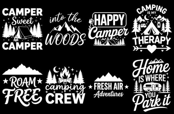 8 Camping SVG Quote Design Bundle