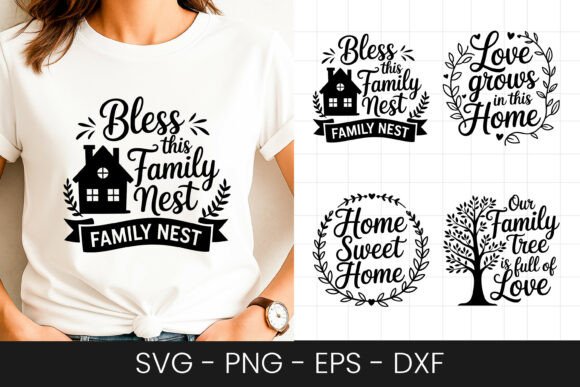 Blessed Family Home Quote Design SVG PNG