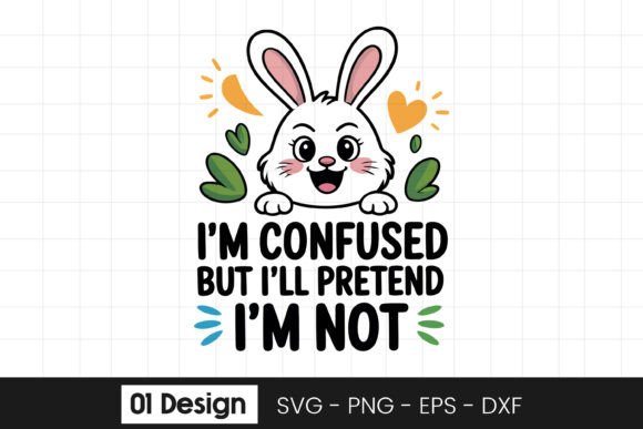 Cute Bunny Confused Quote Design SVG PNG