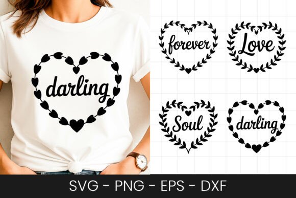 Darling Love Heart Quote Design SVG PNG