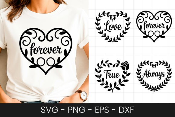 Forever Love Heart Quote Design SVG PNG