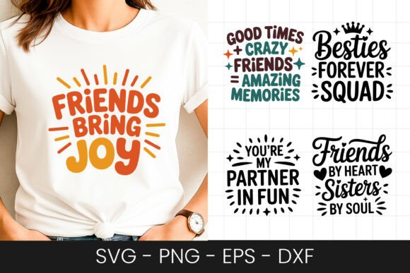 Friends Bring Joy Quote Design SVG PNG Review