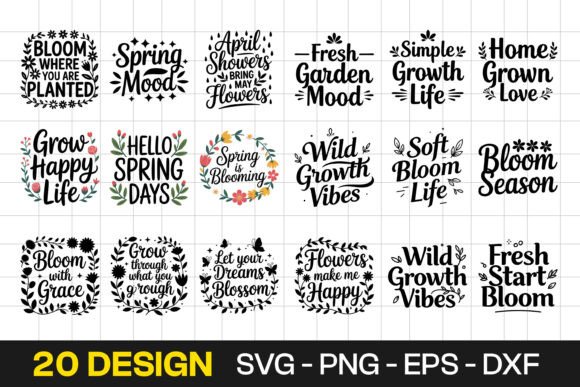 Spring Floral Quote Typography SVG PNG